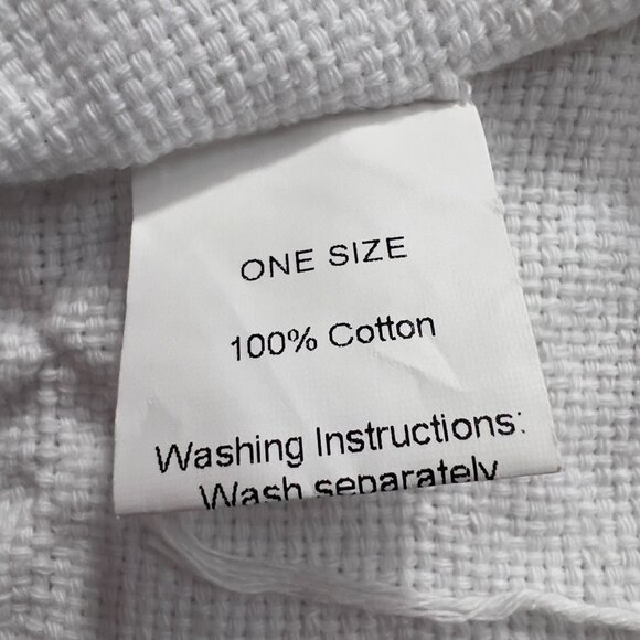 Maria Victoria by Lula Loom White Fringe Knit Poncho Ruana One Size 100% Cotton - Picture 8 of 9